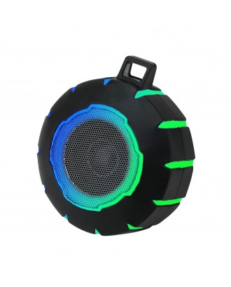 Keychain Mini Round Waterproof Sound Music Player RGB Light Outdoor LED BT Wireless Audio Speaker